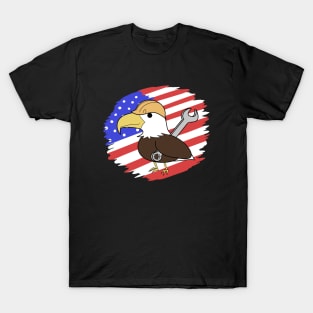 US Flag Labor Day Cute Bald Eagle T-Shirt